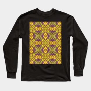 Yellow and Purple Square Pattern - WelshDesignsTP004 Long Sleeve T-Shirt